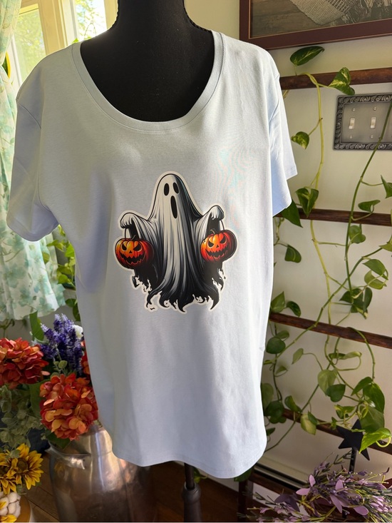 Kirkland Signature Tops - Light Blue Halloween Ghost Graphic Tee